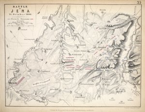 Carte de la bataille de Iéna, publiée par William Blackwood and Sons, Édimbourg et Londres, 1848 (gravure en couleur)